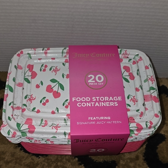 Juicy Couture Other - Juicy Couture Pink and White Kitchen Food Storage Set with Cherries